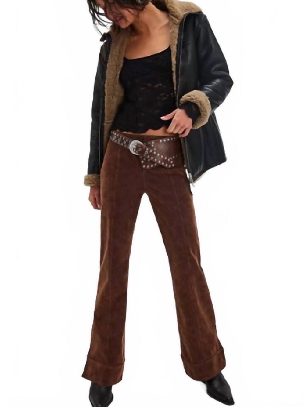 FREE PEOPLE glow up vegan suede pants in shaved chocolate